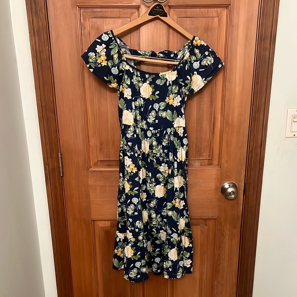 Old Navy Blue floral Sundress with Flutter Sleeves